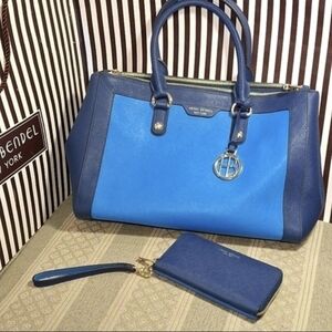 Bundle Henri Bendel W 57 Colorblock Carry All Tote & Wristlet Wallet